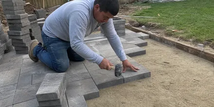 Paver patio installation in an Arvada CO backyard